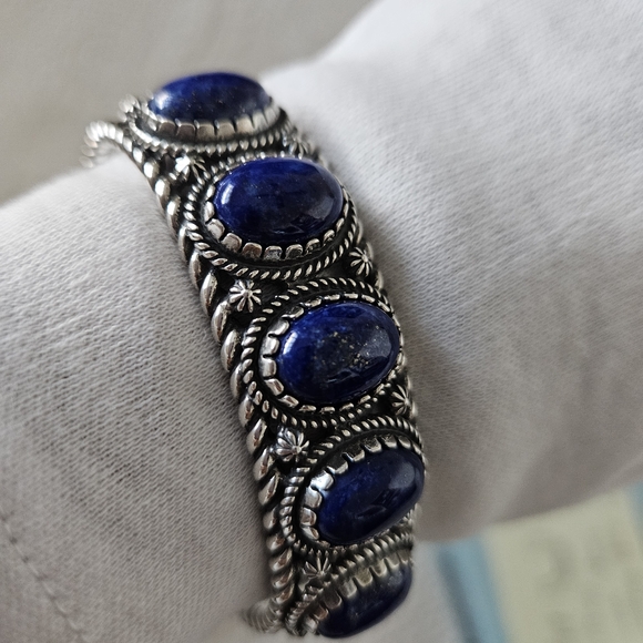 American West Jewelry - American West Lapis Sterling Concha Bracelet